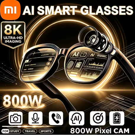 Óculos Inteligentes Xiaomi 8K HD com Câmera de 800W, Fotografia, Vídeo, Chamada de Voz, Tradução, Bluetooth e Multifuncionalidade