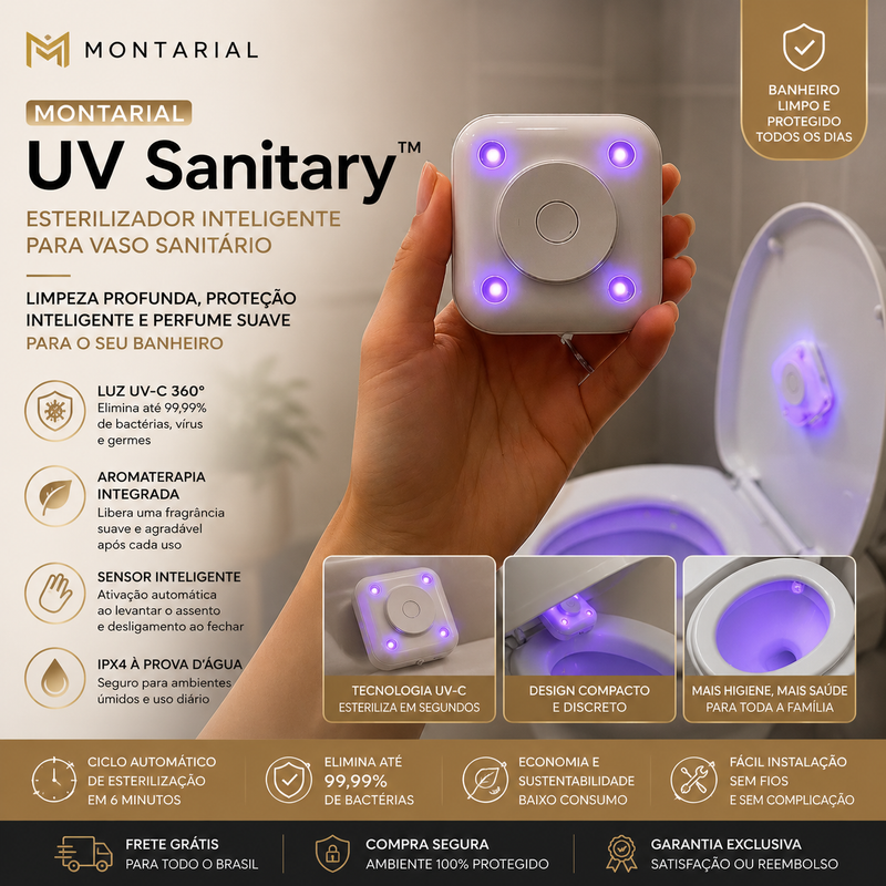 Montarial PureUV™ | Esterilizador Automático UV-C para Vaso Sanitário