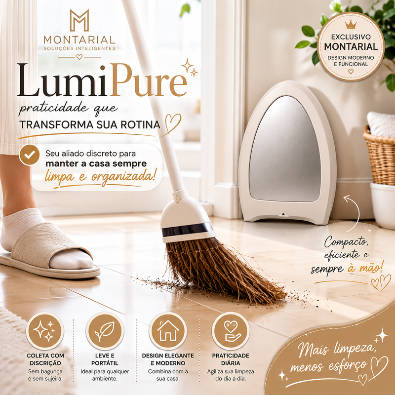 Montarial LumiPure™ Coletor Inteligente de Sujeira com Pá Integrada