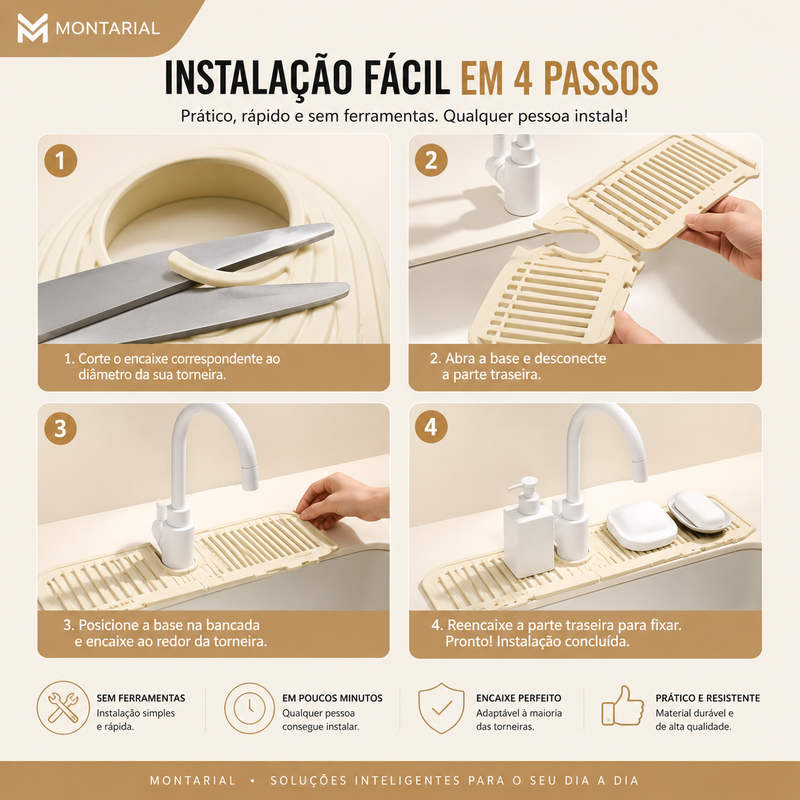 Montarial SinkFlow™ | Organizador Escorredor para Pia em Silicone