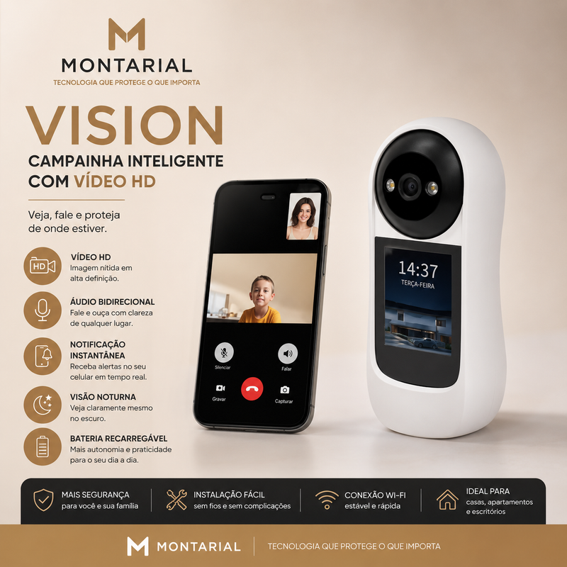 Vision™ | Campainha Inteligente com Vídeo HD – Montarial